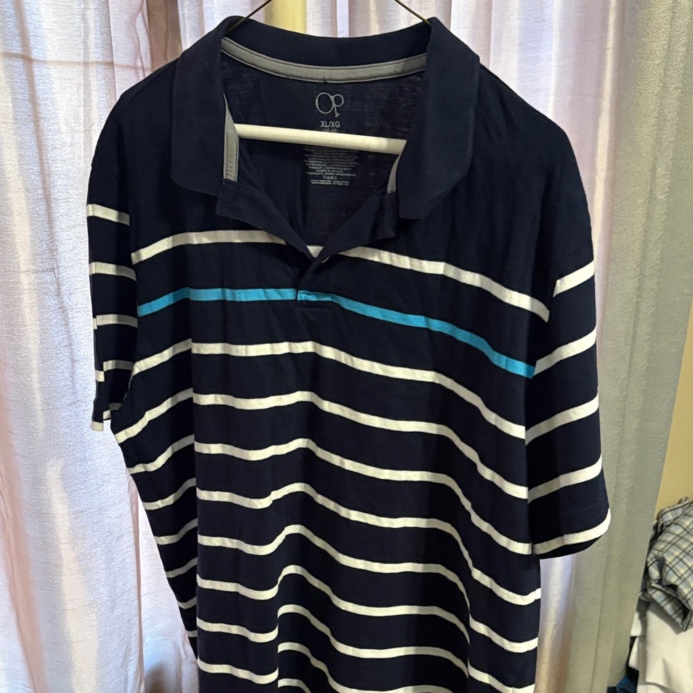 OP Navy and White Striped Polo Shirt